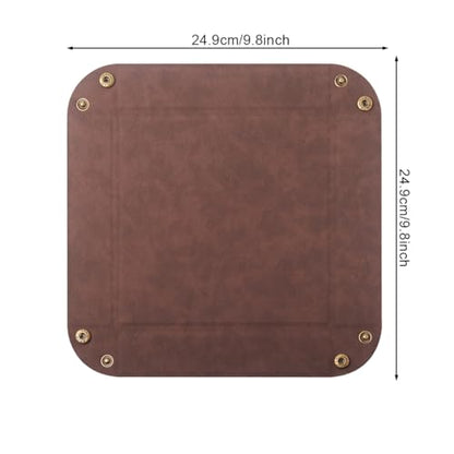 Valet Tray Desktop Storage Organizer – Premium PU Leather Catchall Bedside Vanity Tray Nightstand Caddy Holder for Remote Controller, Keys, Phone, Wallet, Coin, Jewelry,Brown - color: Brown
