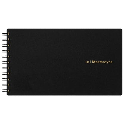 Maruman Mnemosyne Grid Notebook- Horizontal 3.94" x 7.09" Layout, 80 Sheets / 160 Pages, 5mm Graph Paper Journal, Perforated Pages & Wire-Bound to Lay Flat, Black, Made in Japan - size: Long (3.94" x 7.09")
