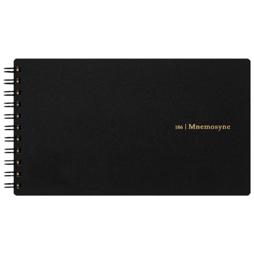 Maruman Mnemosyne Grid Notebook- Horizontal 3.94" x 7.09" Layout, 80 Sheets / 160 Pages, 5mm Graph Paper Journal, Perforated Pages & Wire-Bound to Lay Flat, Black, Made in Japan - size: Long (3.94" x 7.09")