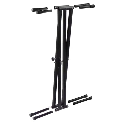Keyboard Stand Unique Space Saving Easy Transport Design-Ultra Portable- - Double Braced -No Tools to Loose- fits all Portable 49-88 Keyboards (KS2-Q)