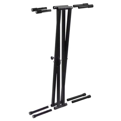 Keyboard Stand Unique Space Saving Easy Transport Design-Ultra Portable- - Double Braced -No Tools to Loose- fits all Portable 49-88 Keyboards (KS2-Q)