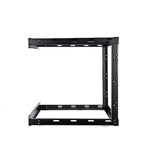 AEONS 8U 2-Post Wall Mount Open Frame 19-Inch IT Network Server A/V Equipment Rack 18” Depth 12-24 Threaded 150lbs Weight Capacity, Black - style: 8U-2Post