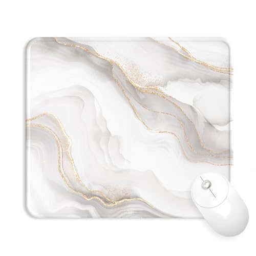 eulps Mouse Pad with Stitched Edge, Multiple Patterns Computer Mouse Pads with Non-Slip Rubber Base, Washable Cloth Mousepad, for Gaming, Laptop, PC (Ivory Marble) - color: 30Ivory Marble