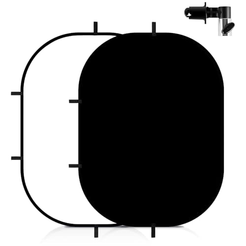 3x5ft Black White Background, Muslin Pop-Up Collapsible Backdrop 2-in-1 Self Tape Backdrop with Clip and Carry Bag for Portrait and Headshot Photography - color: Black&White, size: 3x5ft