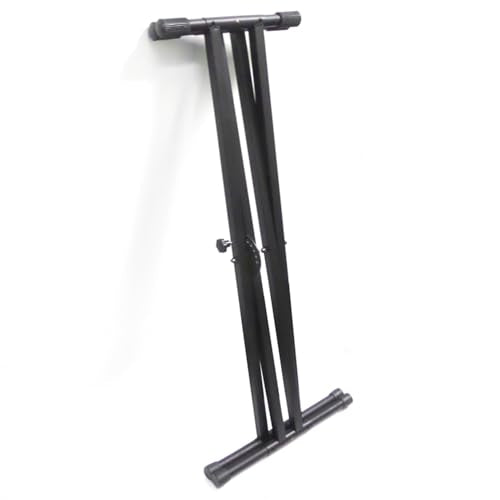 Keyboard Stand Unique Space Saving Easy Transport Design-Ultra Portable- - Double Braced -No Tools to Loose- fits all Portable 49-88 Keyboards (KS2-Q)