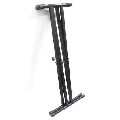 Keyboard Stand Unique Space Saving Easy Transport Design-Ultra Portable- - Double Braced -No Tools to Loose- fits all Portable 49-88 Keyboards (KS2-Q)