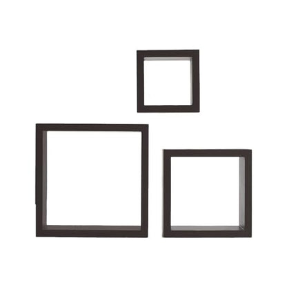MELANNCO Floating Wall Square Cube Shelves for Bedroom, Living Room, Bathroom, Kitchen - Wood, Set of 3, Espresso - color: Espresso, size: Set of 3