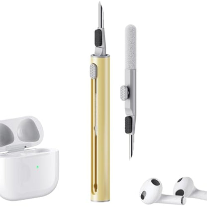Hyashee Cleaner Kit for Airpods Pro 1 2 3 Multi-Function Cleaning Pen with Soft Brush Flocking Sponge for Bluetooth Earphones Case Cleaning Tools (Yellow) - color: Yellow
