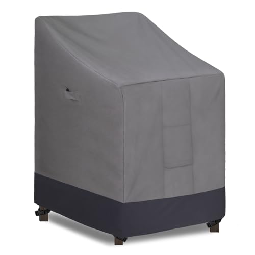 Easy-Going Heavy Duty Outdoor Stackable Chair Cover, Waterproof Patio Chair Cover, Windproof Outdoor Furniture Cover with Air Vent (1 Pack-28Wx36Dx47H inch, Gray/Dark Gray) - color: Gray/Dark Gray, size: 1 Pack-28Wx36Dx47H