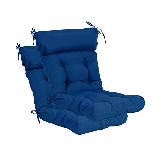 QILLOWAY Outdoor Rocking Chair Cushions Set of 2, 100% Polyester Waterproof Patio Rocking Chair Cushion, High Back Weatherproof Chair Pad for Adirondack & Outdoor Furniture, Royal Blue - color: Royal Blue