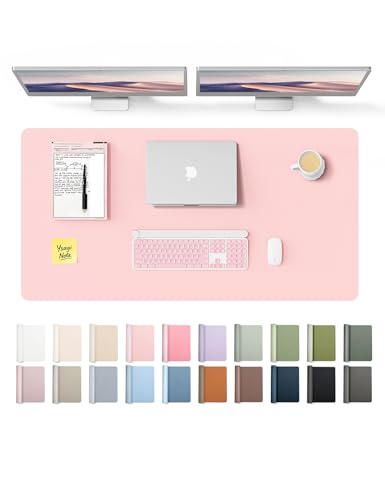 YSAGi Leather Desk Protector, Office Mat, Large Mouse Mat, Non-Slip PU Leather Blotter, Laptop Pad, Waterproof Writing Pad for Office and Home (Light Pink, 47.2" x 23.6") - color: Light Pink, size: 47.2" x 23.6"
