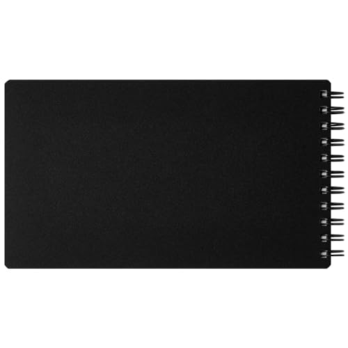 Maruman Mnemosyne Grid Notebook- Horizontal 3.94" x 7.09" Layout, 80 Sheets / 160 Pages, 5mm Graph Paper Journal, Perforated Pages & Wire-Bound to Lay Flat, Black, Made in Japan - size: Long (3.94" x 7.09")