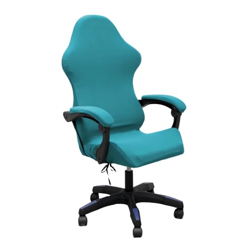 Gaming Chair Cover Set with Armrest Covers, Stretch Ruffled Slipcover for Racing Office Computer Reclining Chairs (Peacock Blue) - color: Peacock Blue