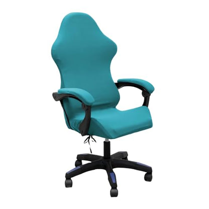 Gaming Chair Cover Set with Armrest Covers, Stretch Ruffled Slipcover for Racing Office Computer Reclining Chairs (Peacock Blue) - color: Peacock Blue