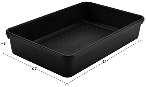 Interlocking Drawer Organizer Bins 8 Piece, Desk Junk Drawer Tray - Masirs | Tool Box Organizer Tray, Kitchen Office Garage, Modular Plastic, 3 Sizes (2 Lg 3 Med 3 Sm), Black, Custom Layout - color: Black