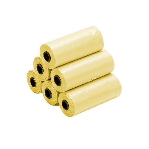 Ginsco 0.8 Gallons Disposable Trash Bags for Mini Car Trash Can, Portable Small Car Garbage Bags, Cars Accessories, Mini Trash Bags, Plastic Trash Bag for Cars/Home/Office (6 Rolls/90Counts) Yellow - color: Yellow