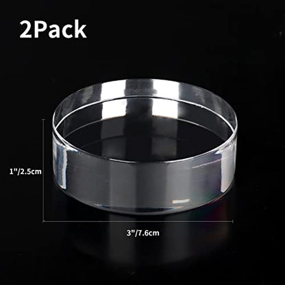 Acrylic Round Display Block, 2 Pieces 3 x 3 x 1 Inches Edge Polished Clear Display Pedestal Display Base