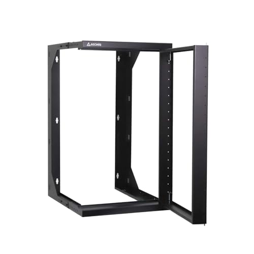 AEONS 18U Wall Mount Server Rack IT Open Frame Swing Gate 19 Inch Depth-Adjustable Rack with Swing Out Hinged Gate Black - style: 18U-Swing Gate