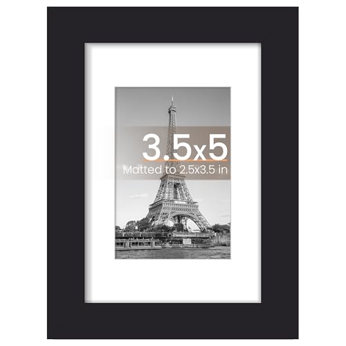 upsimples 3.5x5 Picture Frame, Display Pictures 2.5x3.5 with Mat or 3.5x5 Without, Wall Hanging Photo Frames, Black, 1 Pack - color: Black, size: 3.5x5