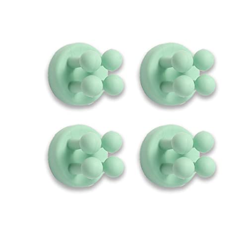 4 Pcs Silicone Waterproof Toothbrush Holders,Multi-Function Self Adhesive Hooks for Hanging Key Clothes Towel Cable for Kitchen Bathroom Home Office Green - color: Green