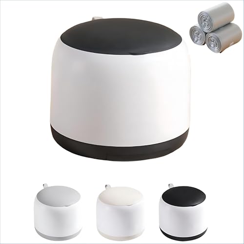 Small Desk mini Trash can Desktop Tiny Garbage can Office Waste Basket with lid with Bracket Home Office Bedroom Living Room Kitchen Garbage Sundries, Includes 90 Trash Bags(Black-White) - color: Black-White