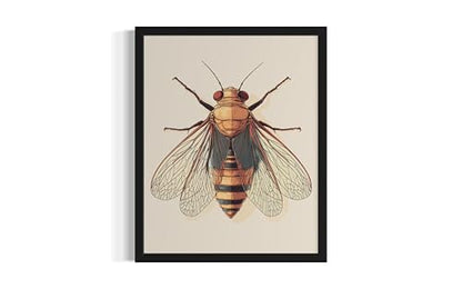 Cicada Wall Art Print Poster, Insect Posters Prints Enntomological Painting Artwork 221 (Cicada, 20" L x 16" W, Unframed) - color: Cicada, size: 20"L x 16"W