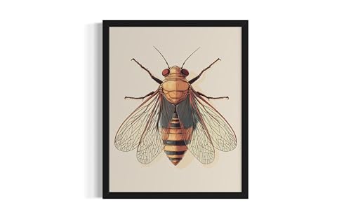 Cicada Wall Art Print Poster, Insect Posters Prints Enntomological Painting Artwork 221 (Cicada, 20" L x 16" W, Unframed) - color: Cicada, size: 20"L x 16"W