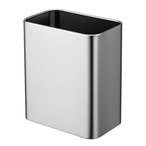 TIPGO Small Metal Trash Can, 2.1 Gallon Slim Trash Can for Bathroom, Wastebasket Garbage Bin for Bedroom, Office, Kitchen, Under Sink (Silver) - color: Silver