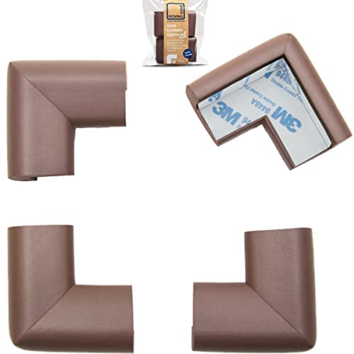 Roving Cove HeftyFit Corner Protector for Baby (4 Large Corners), Heavy-Duty Soft Rubber Foam Furniture Corner Bumper Guards, 3M Adhesive Pre-Taped, Coffee Brown - color: Coffee Brown, size: Large 4 Count (Pack of 1)