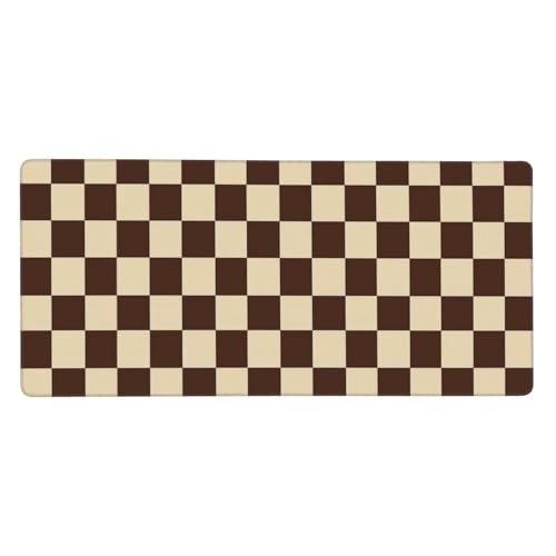 Brown Checkered Mouse Pad Large Desk Mat for Keyboard and Mouse Non-Slip Gaming Mousepad Office Desk Accessories for Computer 35.4x15.7Inch - color: Brown Checkered