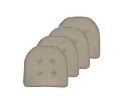 Sweet Home Collection Chair Cushion Memory Foam Pads Tufted Slip Non Skid Rubber Back U-Shaped 17" x 16" Seat Cover, Khaki Gray- 2 Count (Pack of 2) - color: Khaki Gray, size: 4 Pack, style: Foam Pads