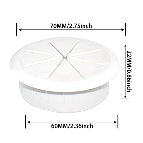 Aifeier ET 2-3/8 Inch (60mm) Flexible Desk Grommets Wire Cord Hole Cover Cable Organizer for Desktop Equipment Wiring Management and Protection - size: White 2-3/8 Inch (60mm)