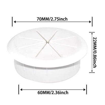 Aifeier ET 2-3/8 Inch (60mm) Flexible Desk Grommets Wire Cord Hole Cover Cable Organizer for Desktop Equipment Wiring Management and Protection - size: White 2-3/8 Inch (60mm)