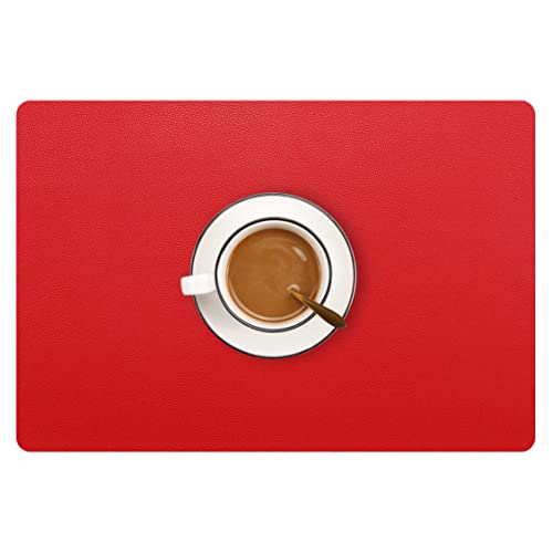Wipeable Placemats Leather Table Mats Waterproof Heat-Resistant Easy to Clean for Dining Table Set Kitchen Table (2, Red) - color: Watermelon Red, size: set of 2