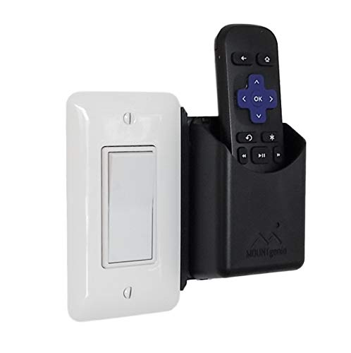 The No-Screwups Remote Control Holder by Mount Genie (Black): Wall Mount with No Damaging Screws or Tape. Installs in Seconds on Any Light Switch. Great for TV, Ceiling Fan and Roku Remotes. - color: Black