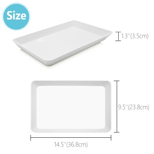 Serving Tray Platter, 6 Pcs Food Tray for Veggie Fruit Snack Dessert Cookie Cheese, Food Trays for Party Supplies Display, Plastic Platters for Serving Food, Large White Trays, BPA Free - color: White, size: 14.5'' x 9.5'' (6 Pack)