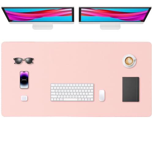 Leather Desk Pad Protector, Office Desk Mat, Large Mouse Pad, Non-Slip PU Leather Desk Blotter, Waterproof Computer Desk Writing Pad for Office and Home (Light Pink, 47.2" x 23.6") - color: Light Pink, size: 47.2" x 23.6"