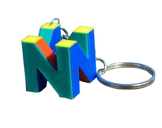 N 64 Gaming Retro Keychain, Multicolor 3D Design, Collectible Video Game Memorabilia Accessory