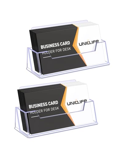 Uniclife 2 Pack Acrylic Business Card Holder for Desk 1 Slot Clear Business Card Display Stand for Men & Women Desktop Business Card Organizer Card Stand for Office Home Exhibition, 60 Card Capacity - color: 1 Slot, size: 2 Pack