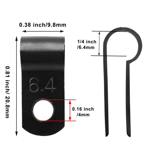 60pcs 1/4 Inch Nylon Cable Clamps, R-Type Wire Cable Clips with M4 Screws, Screw Mounting Cord Fastener Wire Conduit Clamp for Wire Management (Black) - color: Black, size: 1/4 inch/6.4mm