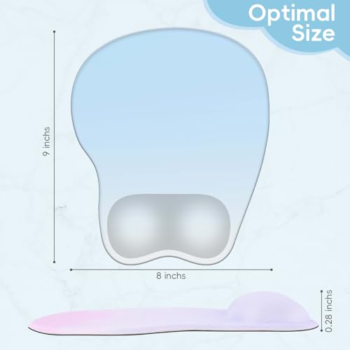 Mouse Pad with Wrist Rest Ergonomic Mouse Pad with Comfortable M-Shape Pain Relief Wrist Support Non-Slip PU Base Mousepad for Laptop, Office & Home (Light Blue) - color: Light Blue