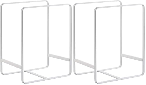 YAMAZAKI Home Tower Plate Rack/Dish Stand/Dish Storage/Plate Holder - Large - Steel (Pack of 2) - color: White, size: Large (Pack of 2)