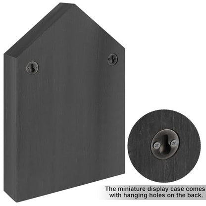 Threehoney House Shaped Wooden Shadow Cubby Box Hanging Display Shelf Organizer Wall Mounted Curio Cabinet Wooden Display Case Miniature Shelf for Figures(Black,10 x 15 x 2.24 Inch) - color: Black