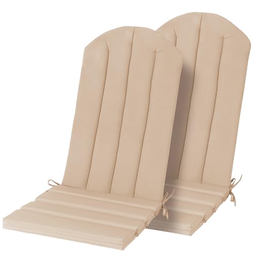 Adirondack Chair Cushion Set of 2 Indoor Outdoor Furniture Cushions Rocking Chair Cushions with Straps Replacement Folding Patio Chair Pad,19.7x18.9x1.5 Inch（Khaki） - color: Khaki