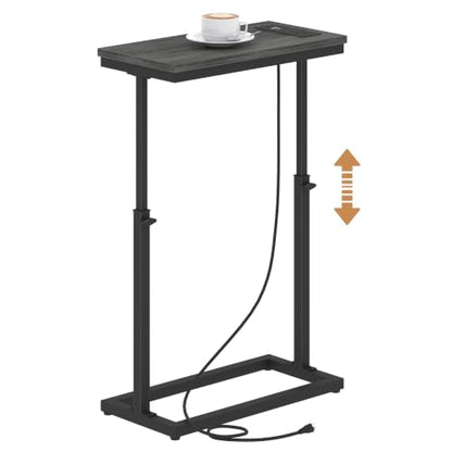 TUTOTAK End Table with Charging Station, Side Table, Tall Couch Table, Sofa Table, Living Room, Bedroom,Grey TB01BY084 - color: Grey, size: 1 Pack, style: With Plug