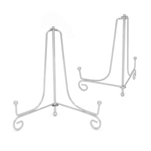 Iron Plate Stands for Display,Foldable Book Holder & Easel Stand for Sign, Versatile Poster Stand and Small Plate Stand for Home Decor, Art, Photo Frame, Card, Crystal Display (Silver, 12 inch (2Pcs)) - color: Silver, size: 12 inch (2Pcs)