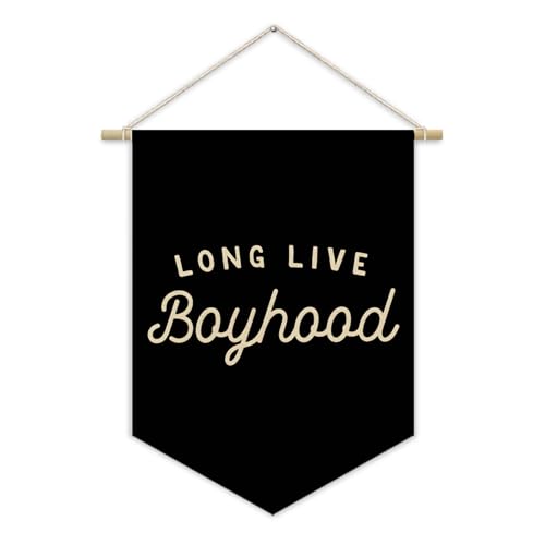 Boy Room Decor,Long Live Boyhood Black Canvas Banner Nursery Playroom Wall Decor for Boys Bedroom Toddler Decorations Teen Boy Room Decor,Playroom Decor Wall Hanging Flag 15x11 Inch - color: Black