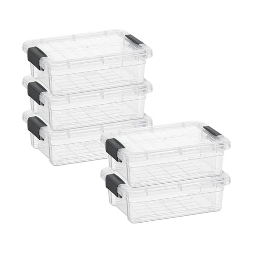 Superio Clear Storage Boxes with Lids, 1.27 Quart Plastic Container Bins for Organizing, Stackable Crates, BPA Free, Non Toxic, Odor Free, Organizers for Home, Office and Dorm, 5 Pack - size: 1.27 Qt, style: 5 Pack