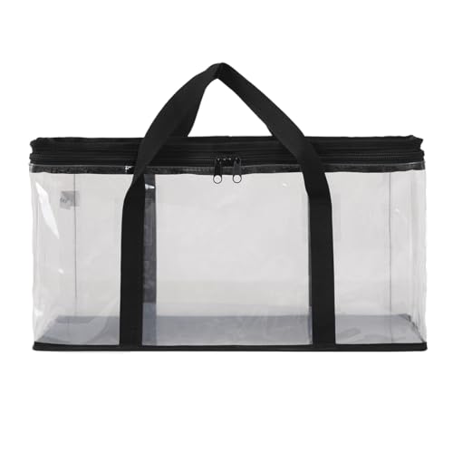 Set of 2 DVD Storage Bags,Transparent PVC Media Storage,Media Organizer Bag for DVDs, CDs, Video Games, VHS Box, Video Game Disks,With Reinforced Carrying handles (2, Medium) - size: Medium