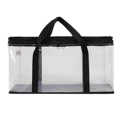 Set of 2 DVD Storage Bags,Transparent PVC Media Storage,Media Organizer Bag for DVDs, CDs, Video Games, VHS Box, Video Game Disks,With Reinforced Carrying handles (2, Medium) - size: Medium